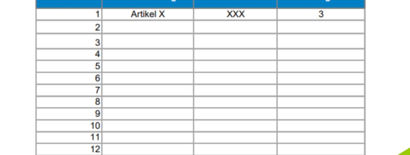 Vorschaubild einer Inventurliste