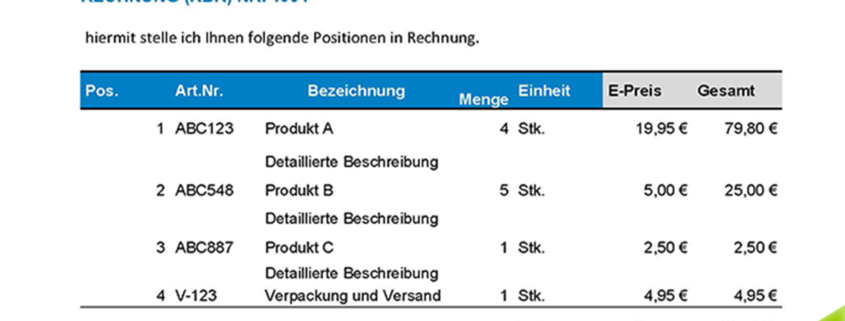 kostenlose kleinbetragsrechnung muster