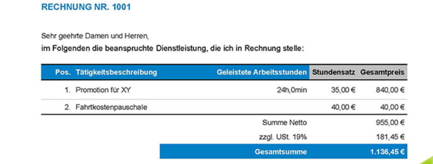 kostenlose rechnungsvorlage fuer dienstleistungen dienstleister und services