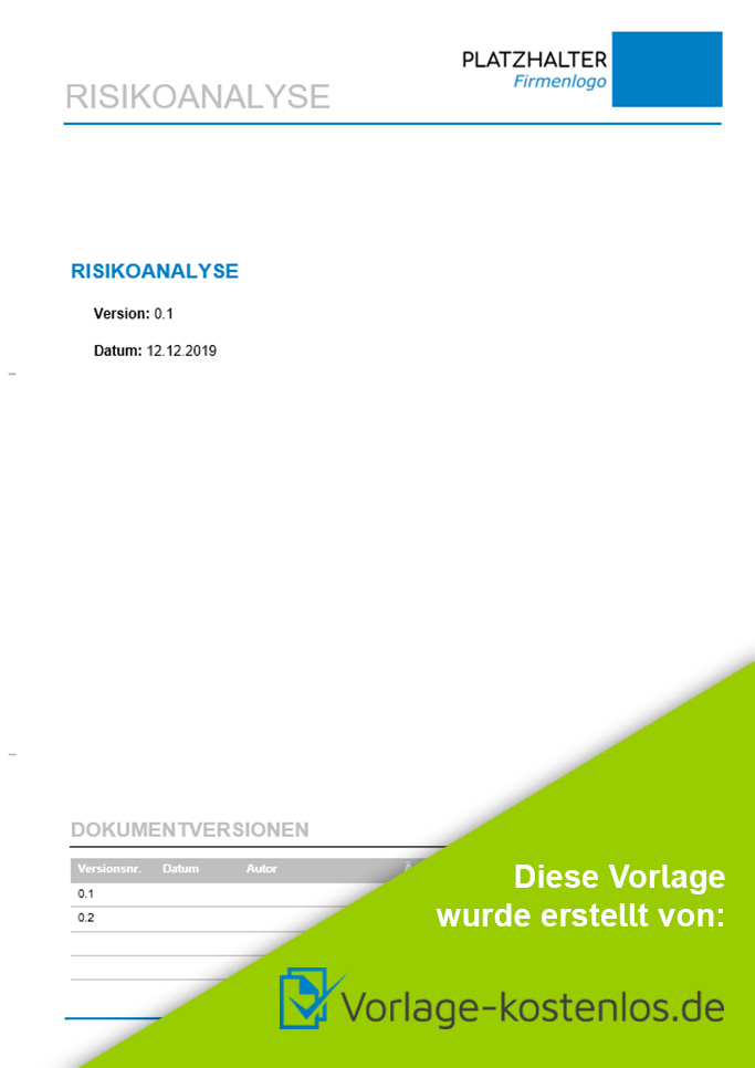 Risikoanalyse Muster-Beispiel & Vordruck zum Download von vorlage-kostenlos.de