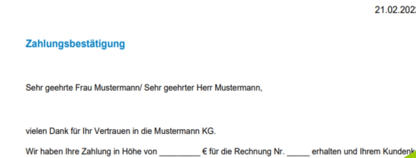 Vorschaubild einer Zahlungsbestätigung